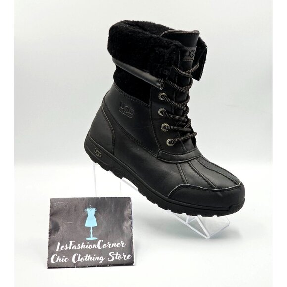 UGG Women's Black Leather Waterproof Adirondack Lace Up Boot Size 5 2948 - Picture 13 of 16